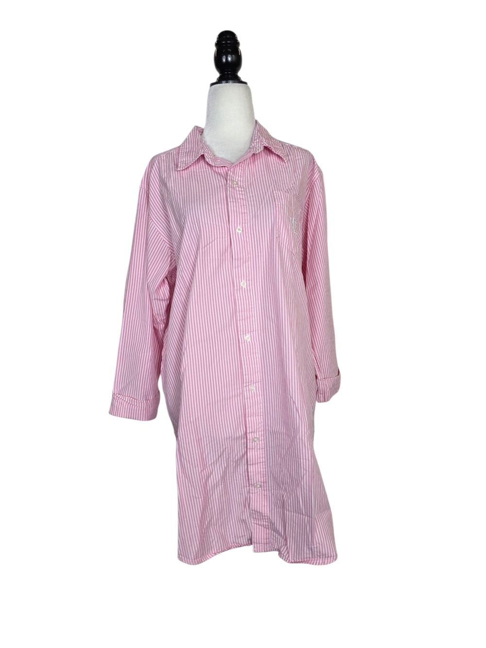 Lauren Ralph Lauren Pink pin Striped Classic button down 3/4length sleeves dress